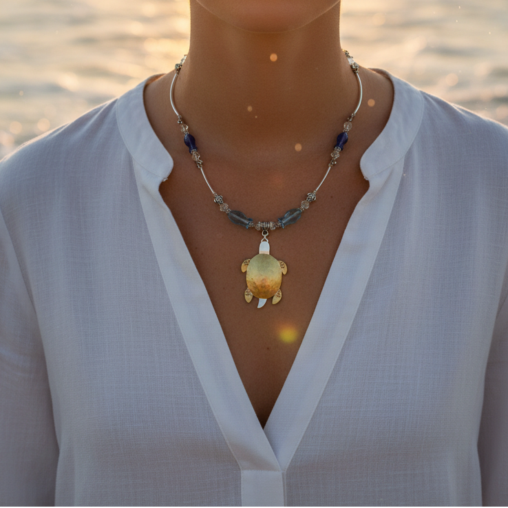 Turtle By The Sea Necklace