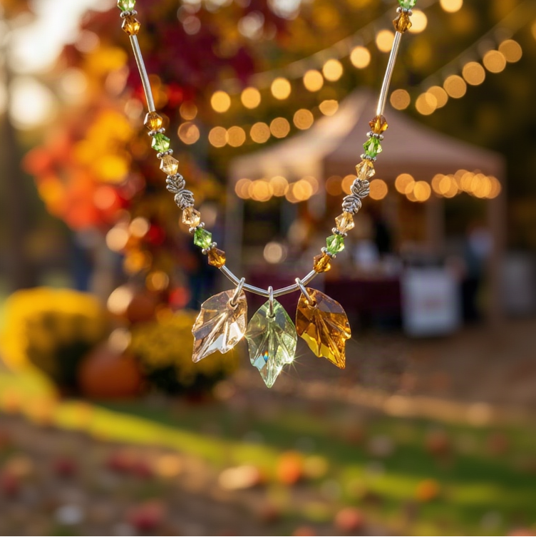 Autumn Leaves Crystal Necklace